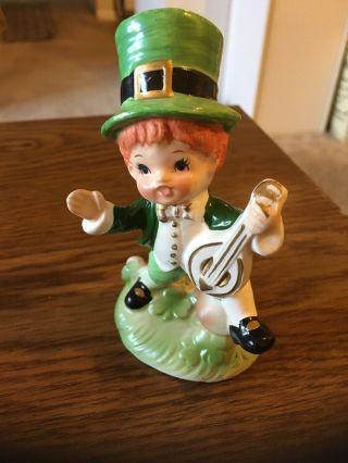Vintage Lefton Irish Boy With Lute 5 - 1/2 " Figurine 963 Made In Japan