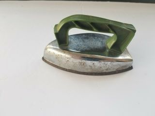 Vintage Green And Silver Metal Childs Toy Iron Pretend Play Clothes