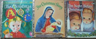 3 Vintage Little Golden Books The Night Before Christmas,  The Christmas Abc,