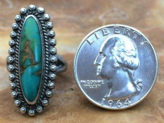 VINTAGE NATIVE AMERICAN NAVAJO STERLING SILVER TURQUOISE OLD PAWN RING SZ5.  5 3