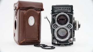 Cla’d Rolleiflex 2.  8f 6x6 Tlr W/ Schneider Xenotar 80mm 2.  8 - Hood,  Cap & Case
