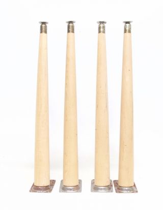 Set Of 4 Vintage Tapered Natural Wood Furniture Legs 18 In With Hardware