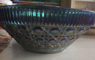Vintage Indiana Blue Windsor Carnival Glass Serving Bowl