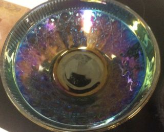 Vintage Indiana Blue Windsor Carnival Glass Serving Bowl 2