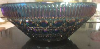 Vintage Indiana Blue Windsor Carnival Glass Serving Bowl 4
