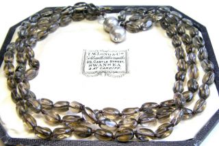 Vintage Czech Grey / Amber Triple Strand Pressed Glass Necklace