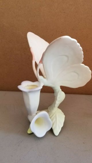 Vintage Fitz & Floyd Porcelain " Butterfly " Tapered Candle Holder