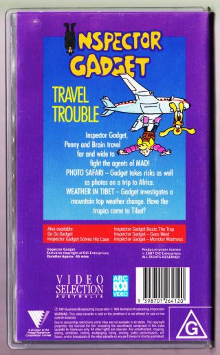 RARE Inspector Gadget: Travel Trouble Vhs Tape Cartoon Children’s Video Vintage 2