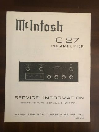 McIntosh C27 Preamplifier - One owner,  with documentation 10