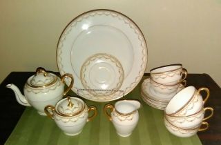 Vintage 16 Piece Imperial China Austria Tea Set/dinner Plate All With Gold Trim