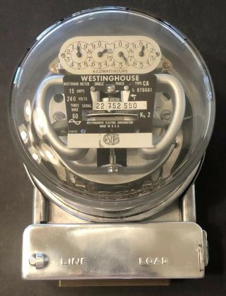 Vintage Westinghouse Watthour Electric Meter Ca S876661 15a 240v
