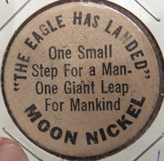 Vintage Apollo 11 Wooden Nickel 1