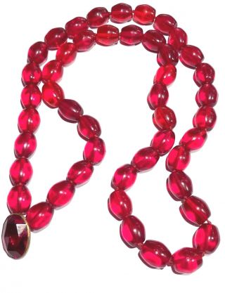 Vintage Had Knotted Heavy Red Glass Bead Artisan Necklace 203 Grams