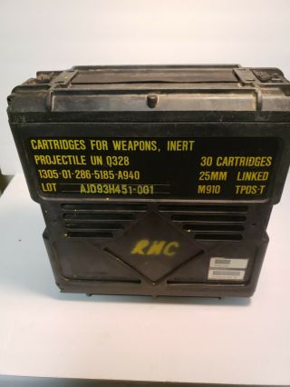 Vintage Ammunition For Cannon Empty Projectiles Box M793 25mm 30 Cart