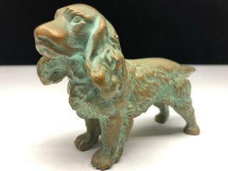 Pair Vintage Bronze Green Patina Cocker Spaniel & Puppy by Sell Rite Gifts SRG 4