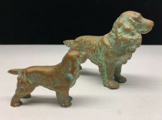 Pair Vintage Bronze Green Patina Cocker Spaniel & Puppy by Sell Rite Gifts SRG 5