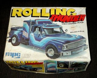 Vintage Mpc 1/25 Scale Rolling Thunder Chevy Stepside Pickup Model Kit