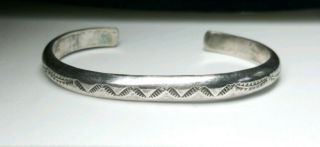 Vintage Navajo Stamped Sterling Silver Cuff Bracelet