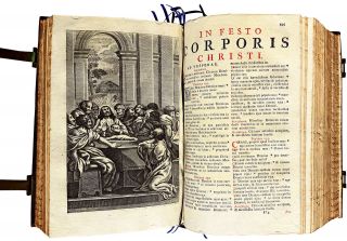 1786 Breviarium Romanum - EARLY SPANISH LEATHER BINDING - Latin Liturgy WOODCUTS 7
