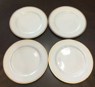 Sheffield Regency Vintage Set Of 4 Gold White Dinner Plates W/ Gold Trim/c My De