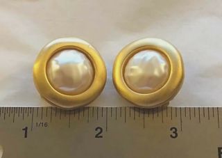 Vintage GIVENCHY Gold Tone Faux Pearl Clip on 1 