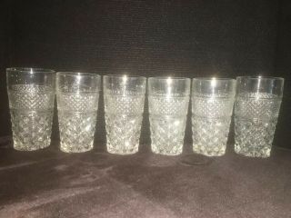 6 Vintage Wexford By Anchor Hocking Pressed Glass 11 Oz Flat Tumbler 5 1/2 " 1