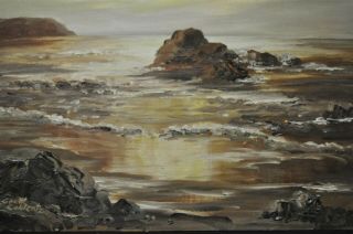 Vintage Coblentz Seascape Oil Painting 16 " X20 " Ocean Beach Coast Sunset Waves