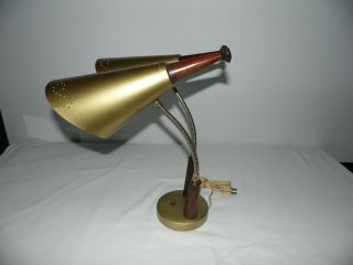 Vintage Mid Century Double Gooseneck Desk Table Lamp