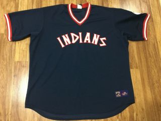 Mens 4xl - Vtg Mlb Cleveland Indians Majestic Cooperstown Sewn Jersey Usa