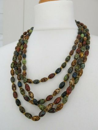 2 X Vintage 1950/60s Scottish Murano Glass Bead Necklaces 120cm Long (60cm Drop)