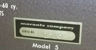 1958 MARANTZ MODEL 5 MONOBLOCK VACUUM TUBE AMPLIFIERS MATCHED PAIR 7 7C 8