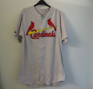 Vintage Louisville Cardinals Baseball Shirt Size Large By Majestic Grey Buttoned