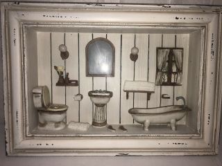 Vintage,  Victorian Bathroom Shadowbox Size 16 3/4 11 1/2