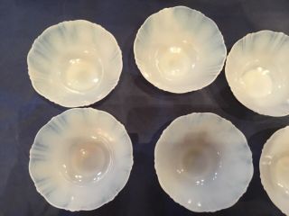 Vintage Monax American Sweetheart 7 white opalescent footed sherbet Cups 2