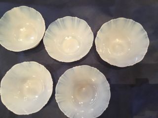 Vintage Monax American Sweetheart 7 white opalescent footed sherbet Cups 3