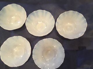 Vintage Monax American Sweetheart 7 white opalescent footed sherbet Cups 4