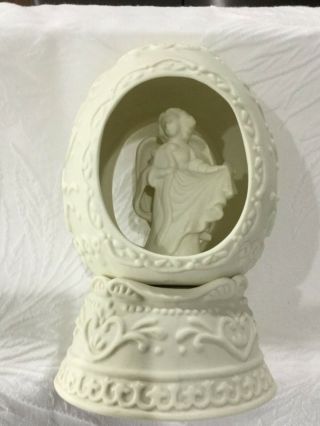 Vintage Musical Angel Music Box - O Holy Night - Sankyo Movement Porcelain Egg