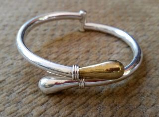 Taxco Vintage Sterling Silver Hinged Bracelet Mexico Td - 7g