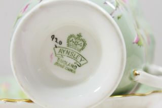 Vintage Aynsley Pink Rose Sage Green English Teacup Saucer AS FOUND 8