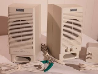 Vintage Altec Lansing Multimedia ACS90 White Desktop Computer Speaker System 3