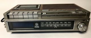 Vintage General Electric Alarm Clock Radio With Cassette Player 7 - 4975c 3685k