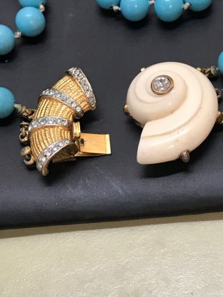VTG Hattie Carnegie Lucite Snail Shell Rhinestone Necklace Pendant 7