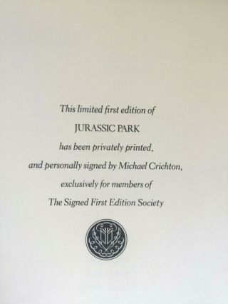 Franklin Library - Signed First Edition Society - Jurassic Park - Michael Crichton 9
