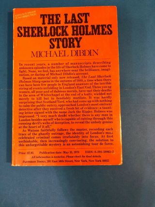 675.  The Last Sherlock Holmes Story,  Michael Dibdin,  Advance Uncorrected Proof
