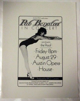 Pat Benatar Austin Texas (1980) Vintage Concert Flyer/handbill Wow Poster