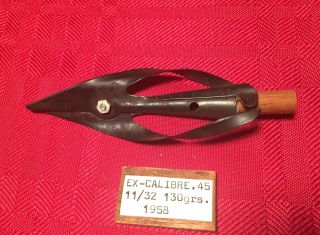Ex - Calibre Calibur.  45 11/32 130 Grams 1958 Vintage Broadhead Hunting Archery