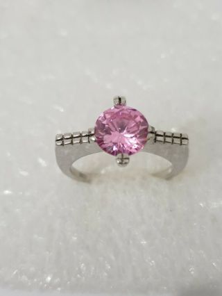 Pink Topaz Unique Ring Solid Silver 925 Vintage Ring Size O1/2 P
