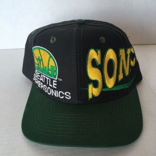 Vintage 1990 Seattle Supersonics Nba Hat Cap Snapback Logo Athletics Embroidered