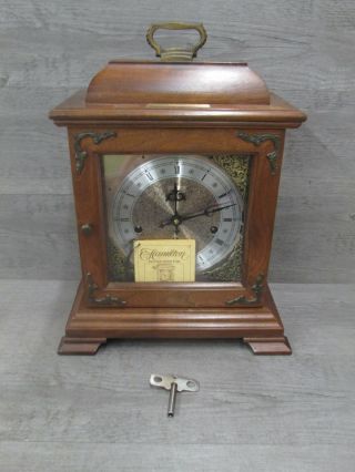 Vintage Hamilton Walnut 8 Day Mantle Clock With Key Parts And Repair
