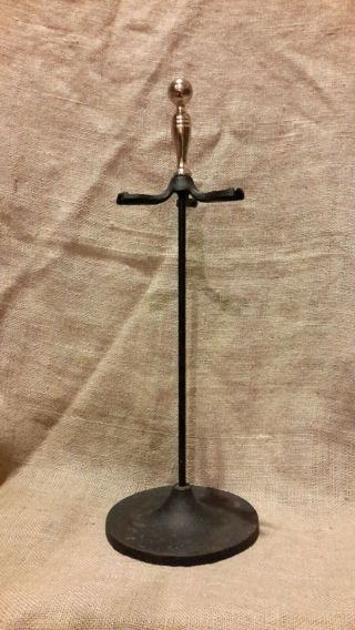 Vintage Fireplace Tool Stand Only 22 " Tall Rustic Black Iron Brass